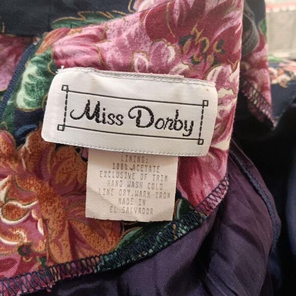 10P Vintage 80's Floral Midi Granny Cottage Dress With Lace Collar & Tied Waist - Picture 7 of 8